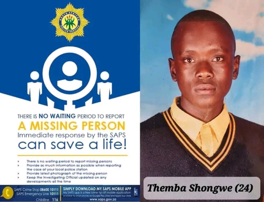 Police are asking for the public's help in reuniting 24-year-old Themba Shongwe with his family    